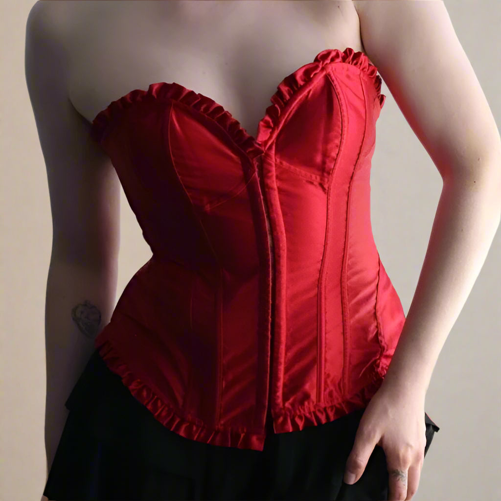 Victoria's Secret Sexy Little Things Red Satin Corset Top